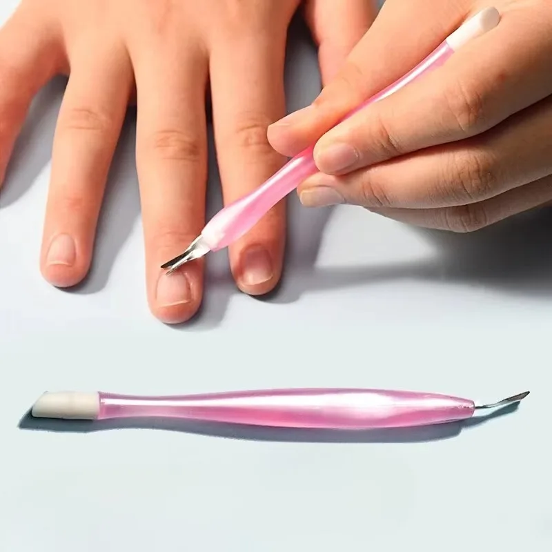 2-Way Stainless Steel Cuticle Pusher & Trimmer, UV Gel Polish Dead Skin Remover, Manicure Pedicure Care Tool