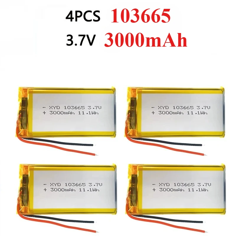 3.7V 1000mAh/1500mAh/2000mAh/2500mAh/3000mAh 4PCS Polymer Lithium Battery for GPS Navigator PS4 Game Controller Walkie-talkie