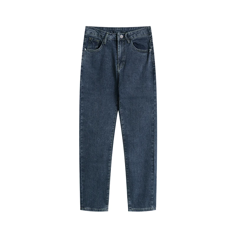 

Прямые джинсы с высокой талией для женщин, большие размеры, осенне-зимние джинсовые утягивающие брюки с девятью трубкой, полный крой