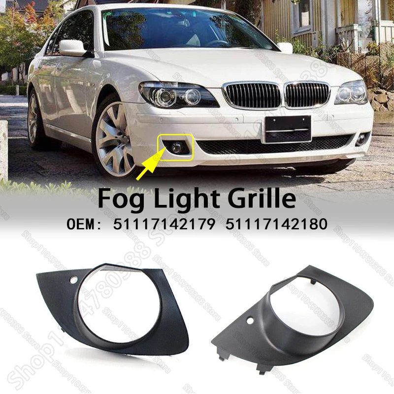 

Front Bumper Fog Light Grill Grille Cover For 2006-2008 BMW 750i 750Li 760i 760Li, Alpina B7 (E65 E66) 51117142179 51117142180