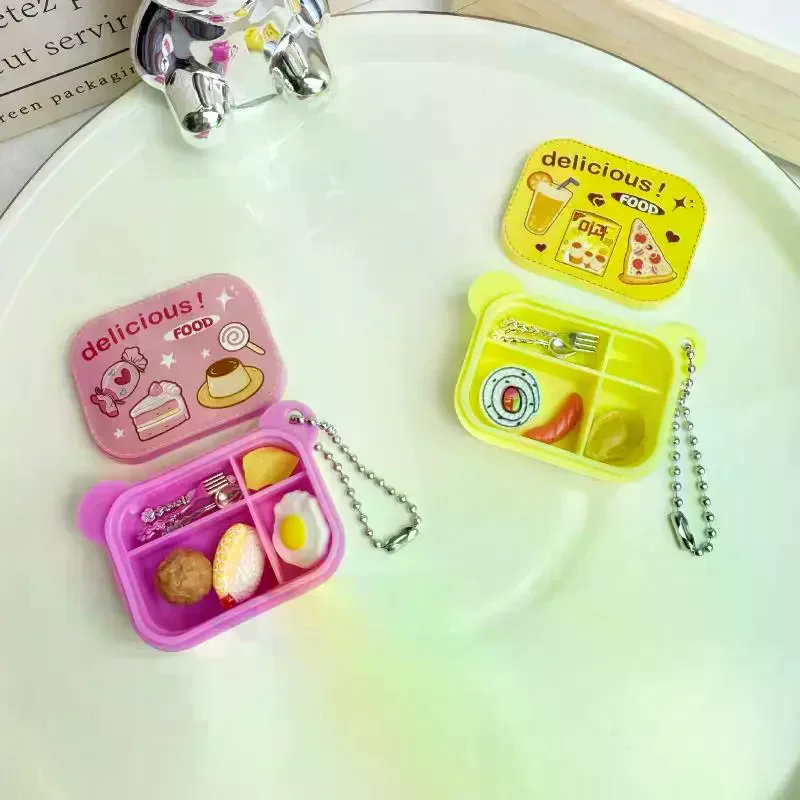 1 Set Phone Bag Pendant Dollhouse Mini Small Lunch Box Tableware Miniatures Kitchen Furniture Items Decorative Accessories