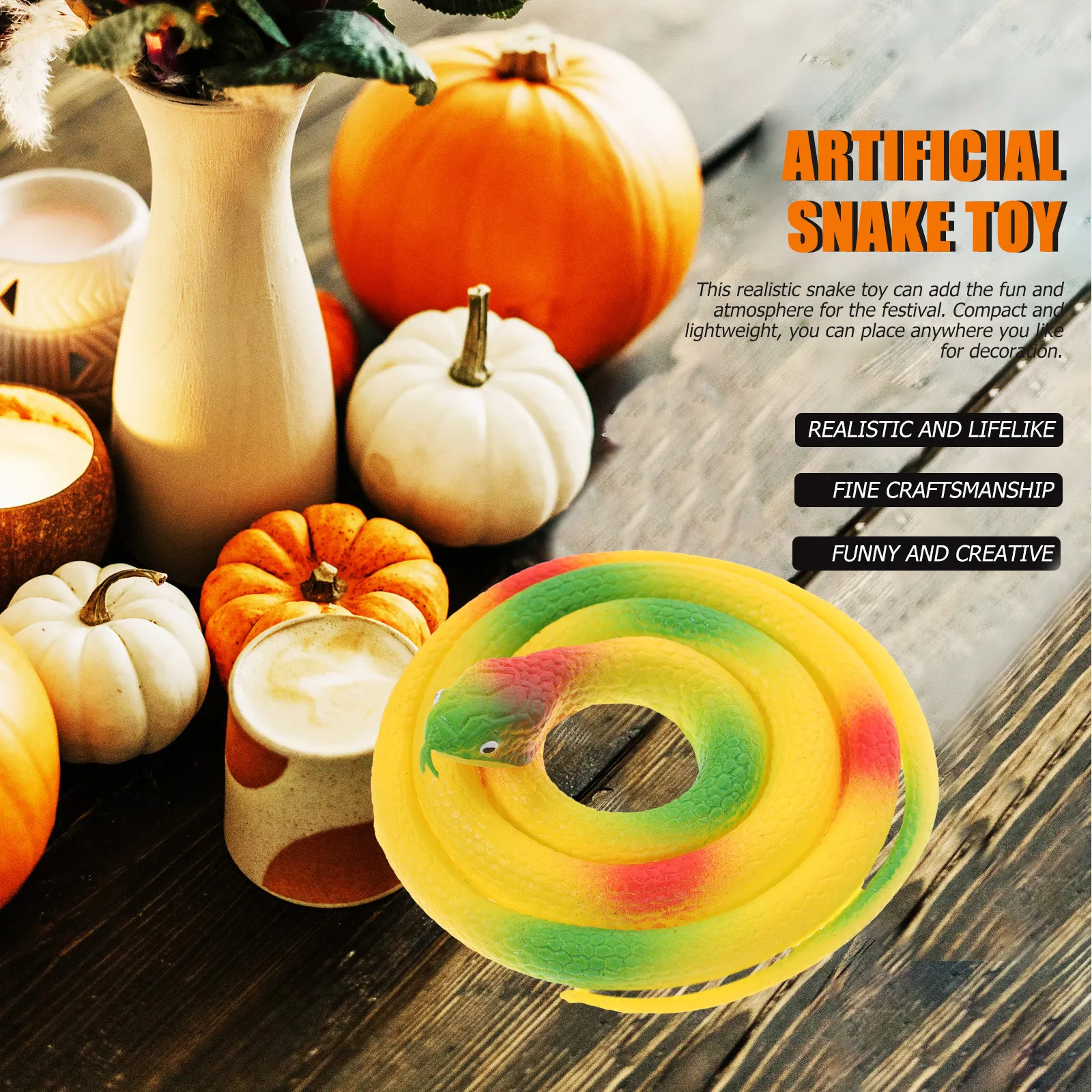 

3Pcs Lifelike Rubber Snakes Large Spooky Halloween Fake Snakes Garden Decor Halloween Party Favors Scary Trick Or Treat Props