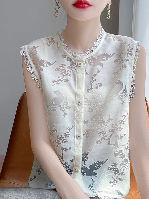 

New Chinese Sle Lace Trim Svel irt Women Summer Faion Hollow out Hook Flower Slimming Top Trendy Tank Vest