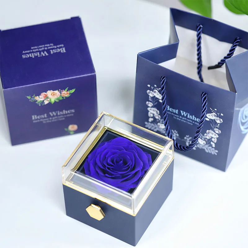 

Blue Eternal Flower Rose with Jewelry Box for Women Wife Girlfriend Valentine's Day Anniversary Birthday Surprise Gift Jewelry