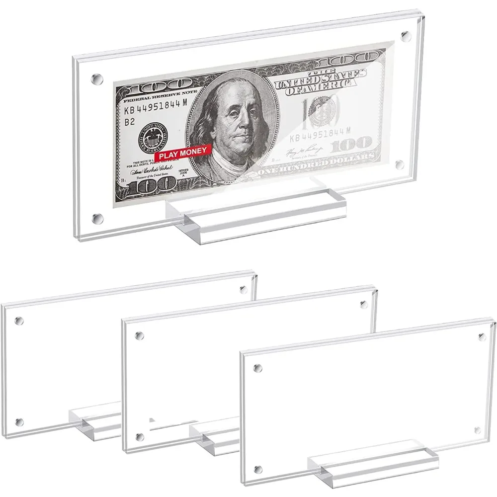 3 Sets Clear Dollar Bill Frame Acrylic Currency Frame Display Transparent Dollar Bill Collection Frame for Regular Bill Currency