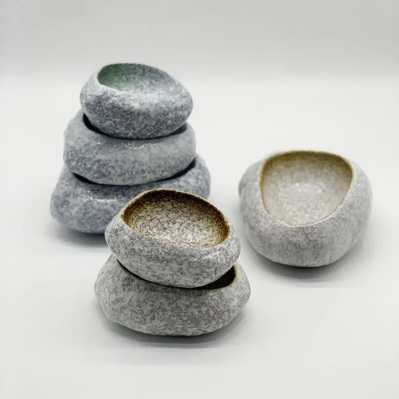 

Japanese Creative Stone Bowl Ceramic Tableware Restaurant Sashimi Sushi Plate Food Decoration Dessert Bowl Home Kitchen Bowl