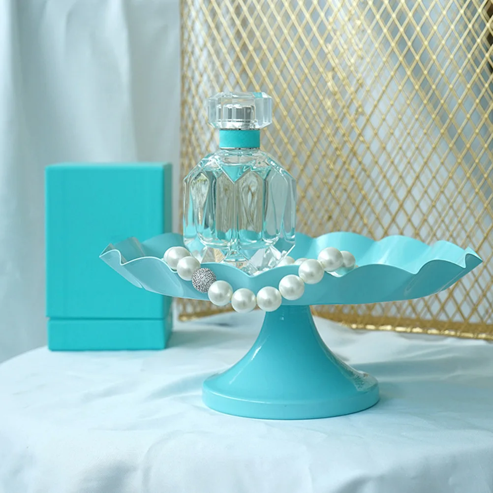 

Iron Cake Snack Display Rack for Wedding Blue Tray Decorations Snack Stand Round Buffet Cake Storage