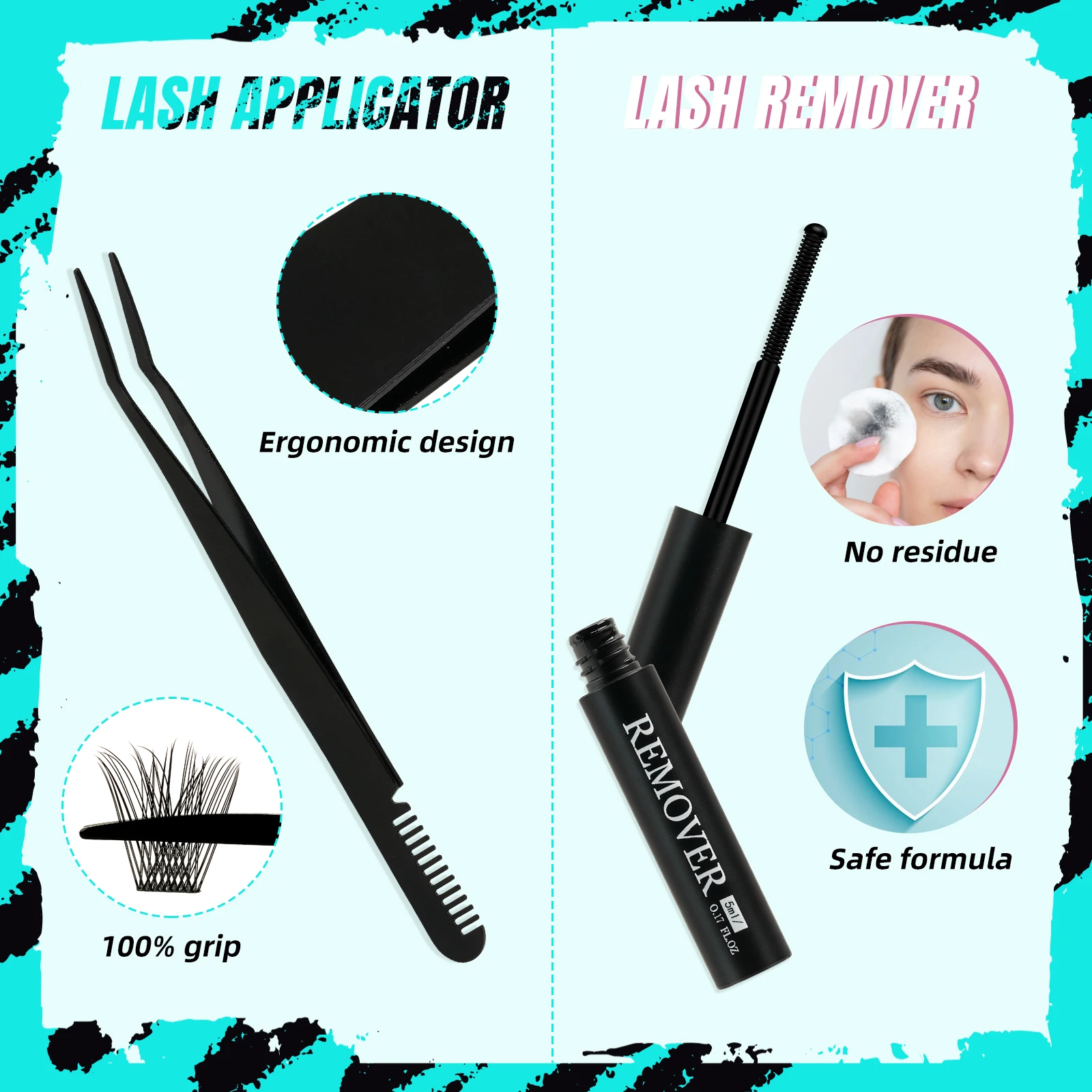 Amzgirl chicote 320 pçs kit de cílios diy cluster cílios d onda ligação e vedação à prova dwaterproof água com removedor pinça pré-fabricado ventilador cílios