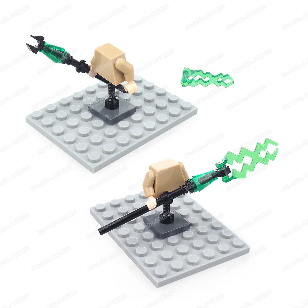 Green Laser Catcher Building Block MOC figures Weapons Equipment Long stick Electric rope Military Scene Model Children Gift Toy