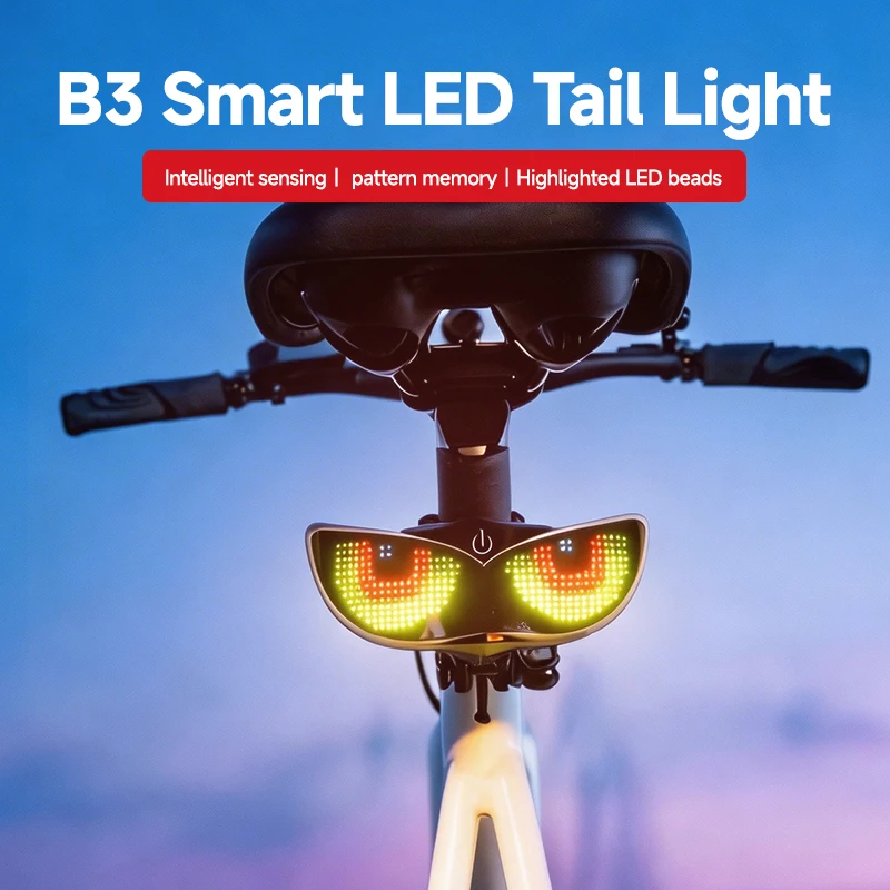 B3 Smart LED Tail Light Motorcycle Helmet LED Display Lights Bluetooth Controlled Smart Sensor Night Cycling Warning Safe Signal