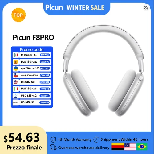 Picun F8 Pro ANC auriculares inalámbricos Audio espacial 3D seguimiento de cabeza-52dB ANC auriculares Bluetooth HIFI ENC HD micrófono aplicación de baja latencia