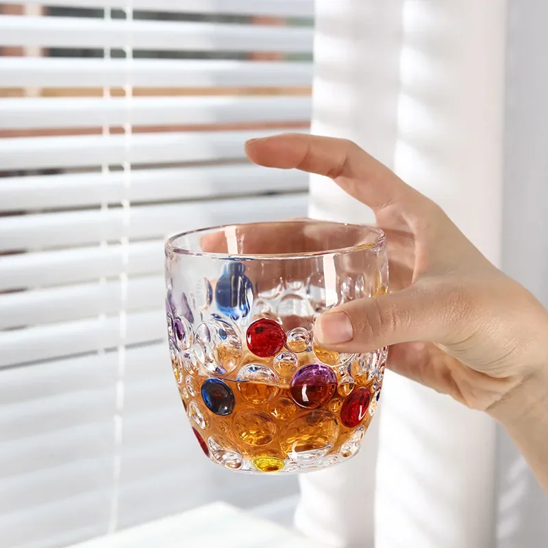 330ml Dot Painted Bubble Cup Crystal Glass Cup Drinking Bottle High Beauty Cup Beer Cup Household Fantasy Whiskey Cup Drinkware