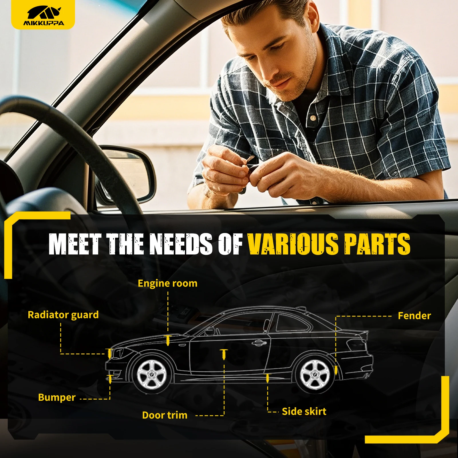 MIKKUPPA 635 قطعة مجموعة مشابك تثبيت السيارة مع 45 قطعة أدوات، مجموعة قفل الكسوة العالمية في صندوق تخزين لمصد لوحة الباب #6