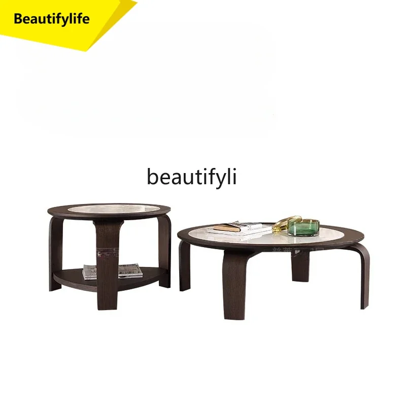 

X188Chinese Style Italian Coffee Table Light Luxury Modern Minimalist Solid Wood round Combination Living Room High Sense
