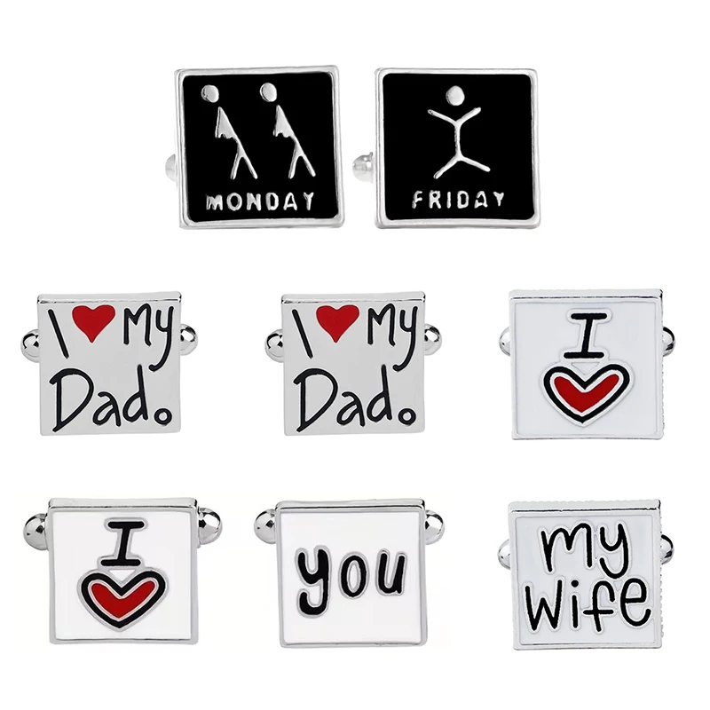 

Simple Jewelry Men's Cufflinks Square Round Letter Wedding Party Cufflink French Shirt Cuff Buttons Boyfriends Gift 2024