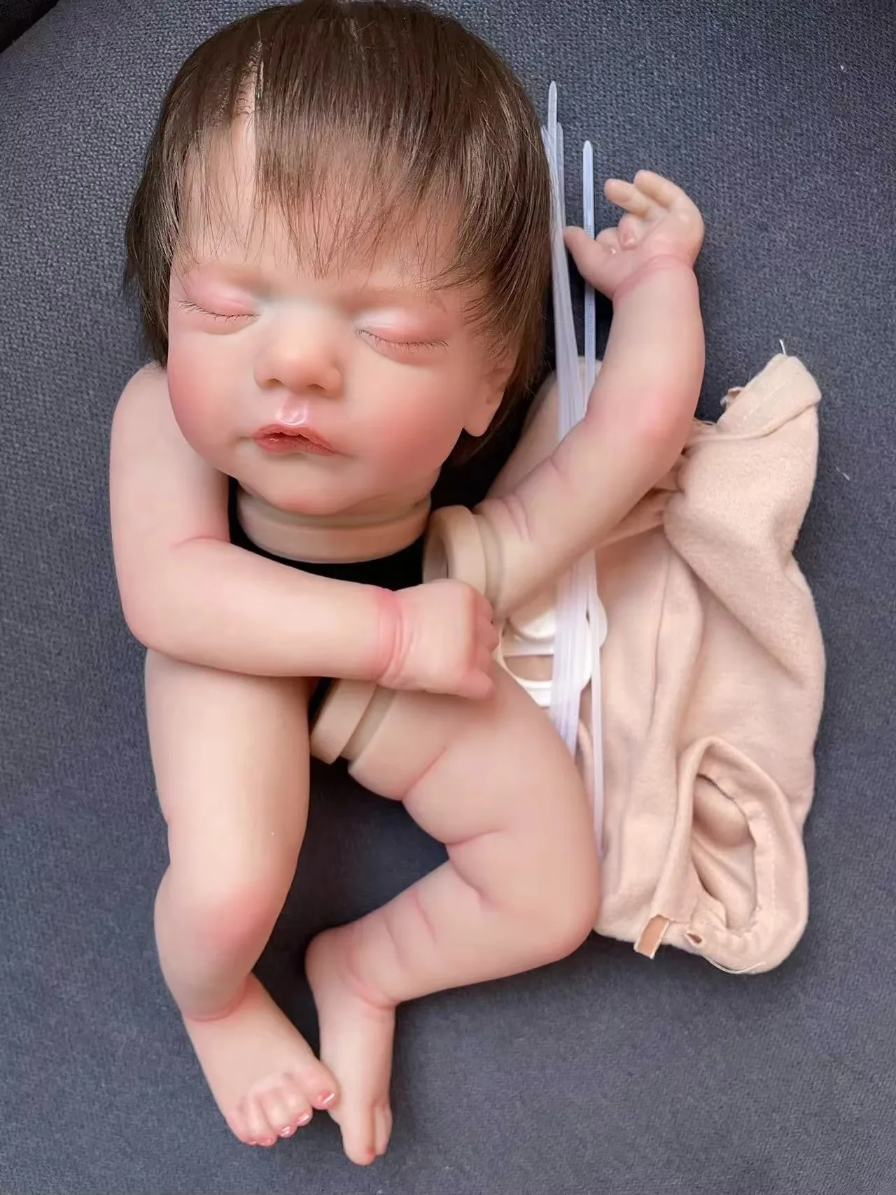 18inches Sam Already Finished Painted Reborn Doll Parts Very Lifelike Visible Veins with Cloth Body Included Hand-rooted hair