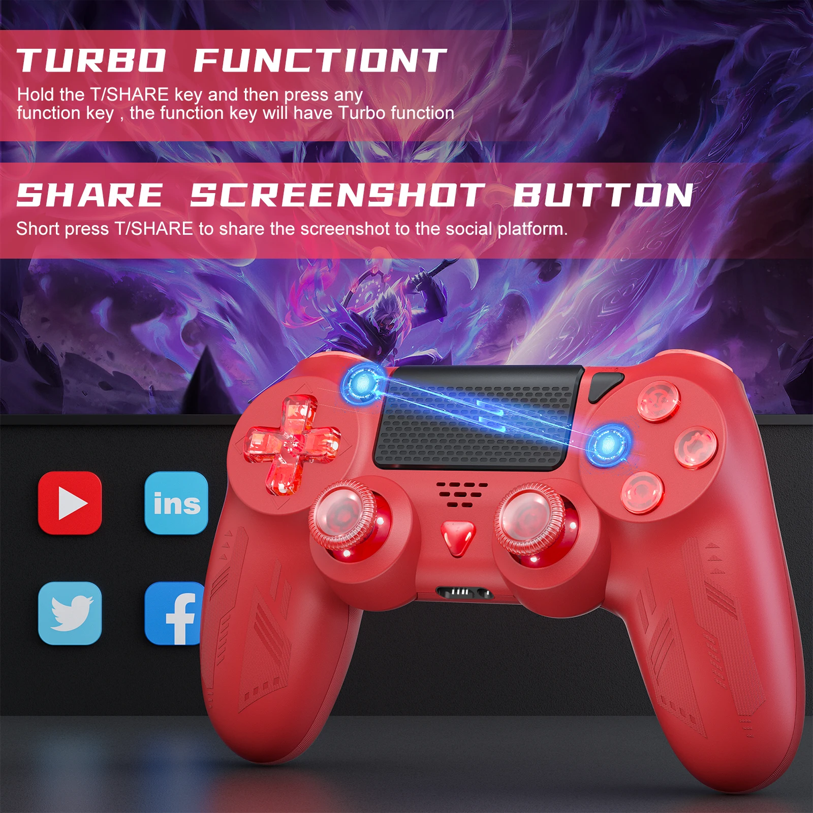 Für ps4/ps4 slim/pc/ios/ipad/andriod pc telefon bluetooth controller 6-achsen drahtloser joystick spiels teuerung konsole joystick