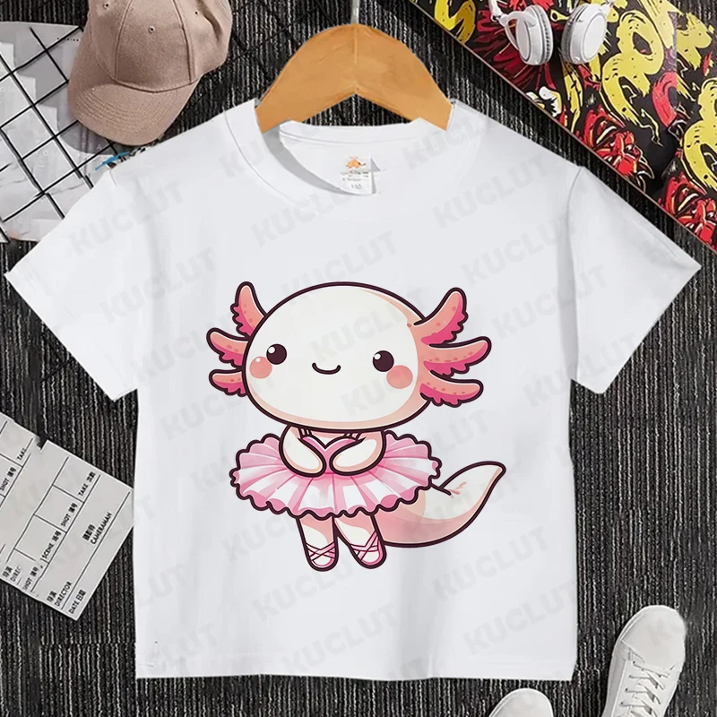 Ballet Axolotl Print Kids Tshirt Axolotl Aesthetic Kawaii Graphic T Shirt Child Tee Tops Ballet Axolotl Tshirt Cartoon Clothing