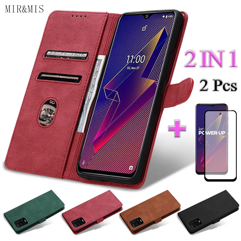 

2 IN 1 For Wiko Power U20 U10 Wallet Leather Case Casing With Ceramic Protector Screen Curved Tempered Film