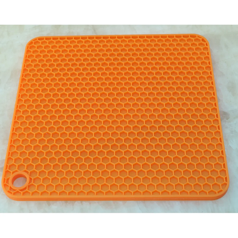 

4Pcs Silicone Kitchen Mat Square Honeycomb Heat Resistant Non Slip Pot Holder Pan Plate Cup Table Mat Red Yellow