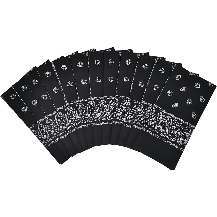 12 قطعة باندانا للنساء والرجال 100 قطن مخصص موضة بيزلي تصميم متعدد الوظائف في الهواء الطلق مربع منديل للعارضة