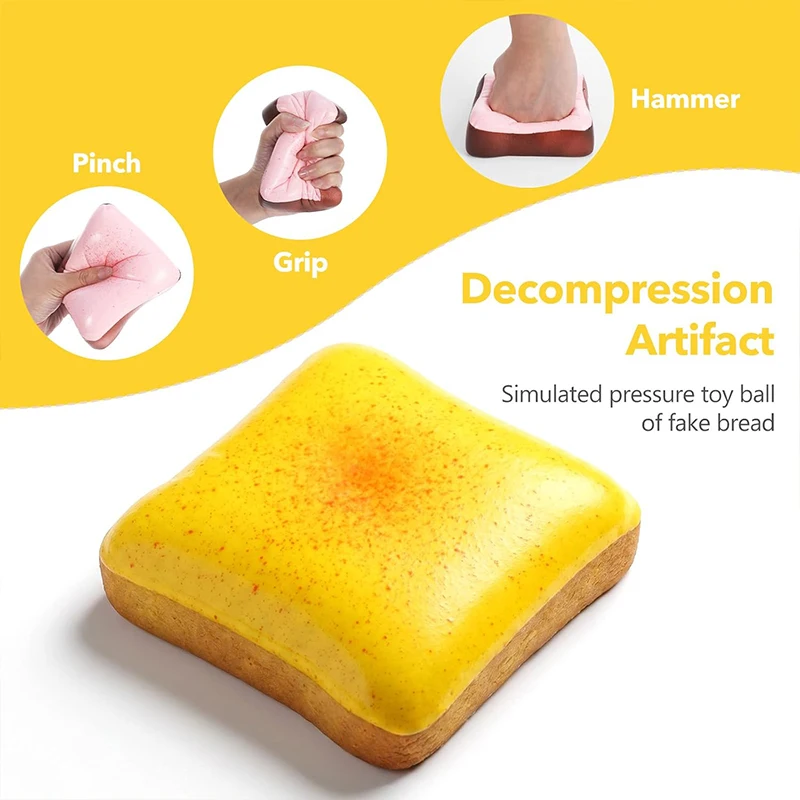 Weiches Butter-Toast-Brot Fidget-Spielzeug, weiches Stressabbau-Spielzeug, langsam aufsteigender Squeeze-Stressball, ASMR sensorisches Anti-Stress-Spielzeug – Detail 4