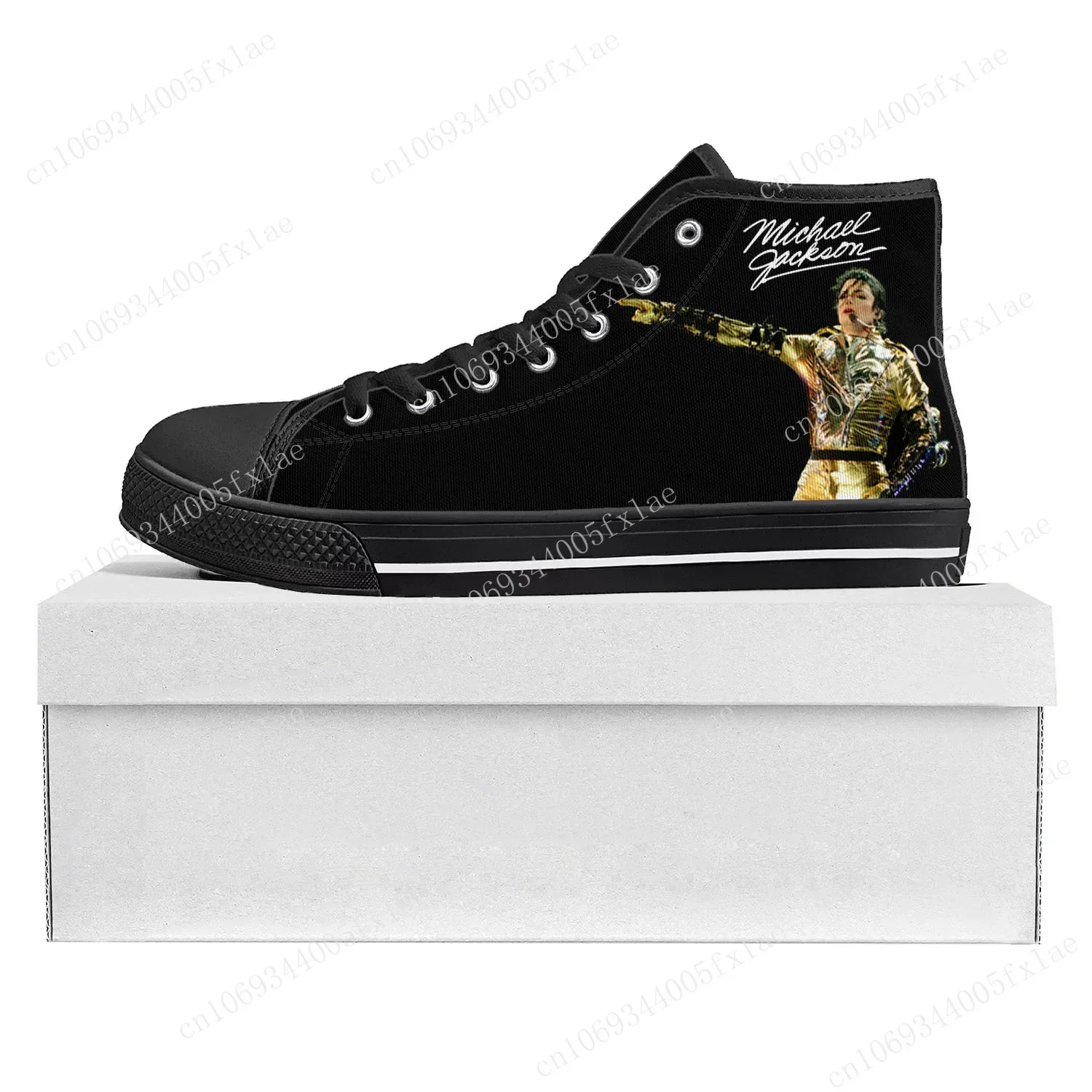 Michael Jackson Pop Singer Dancer High Top High Quality Sneakers Mens Womens Teenager Canvas Sneaker Couple Shoe Custom Shoe
