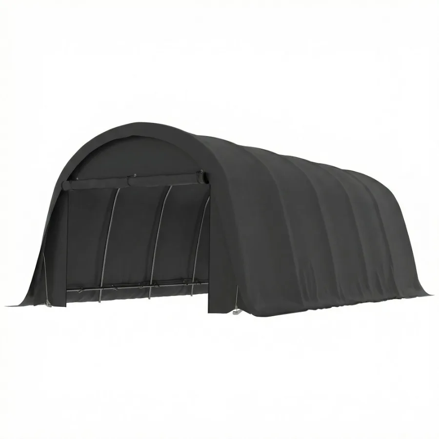 

Heavy Duty Carport for Outdoor Vehicle Shelter, Galvanized Steel Frame, Dark Gray, UPF50+ UV Protection Large Door Access