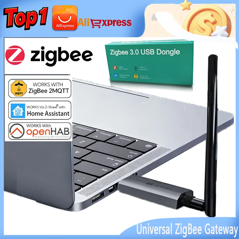 

Timethinker Zigbee 3.0 Dongle Plus +20dBm Pre-flashed,Wireless Zigbee Gateway Analyzer Zigbee2MQTT USB Interface Capture