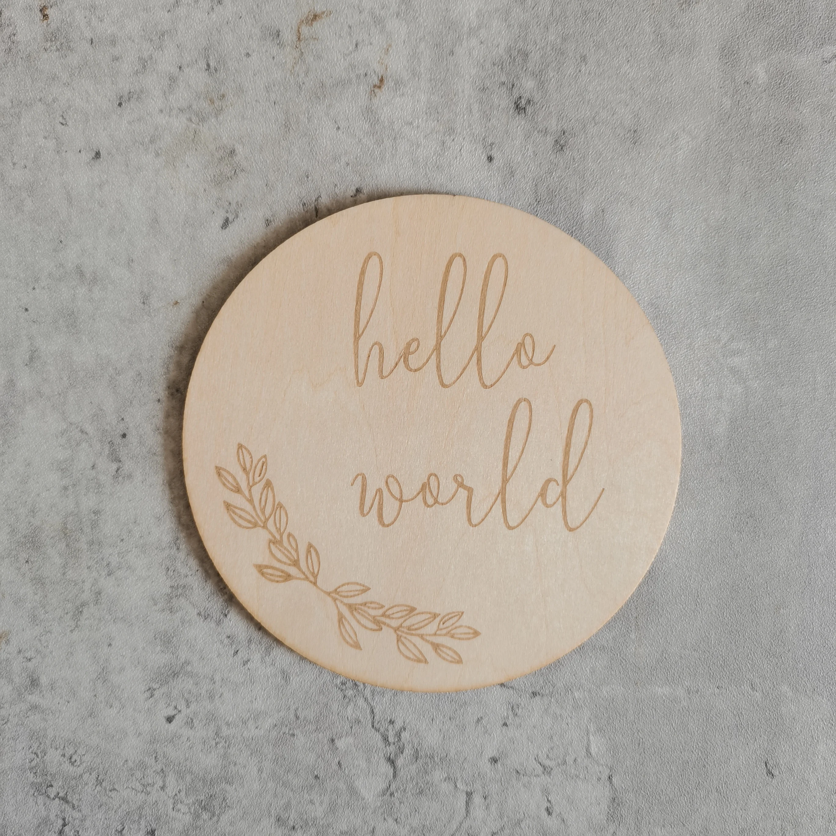 20pcs Hello World Baby Name Sign 10cm  Floral Wooden Name Announcement Plaque Baby Name Plaque Newborn Photo  Hospital Sign