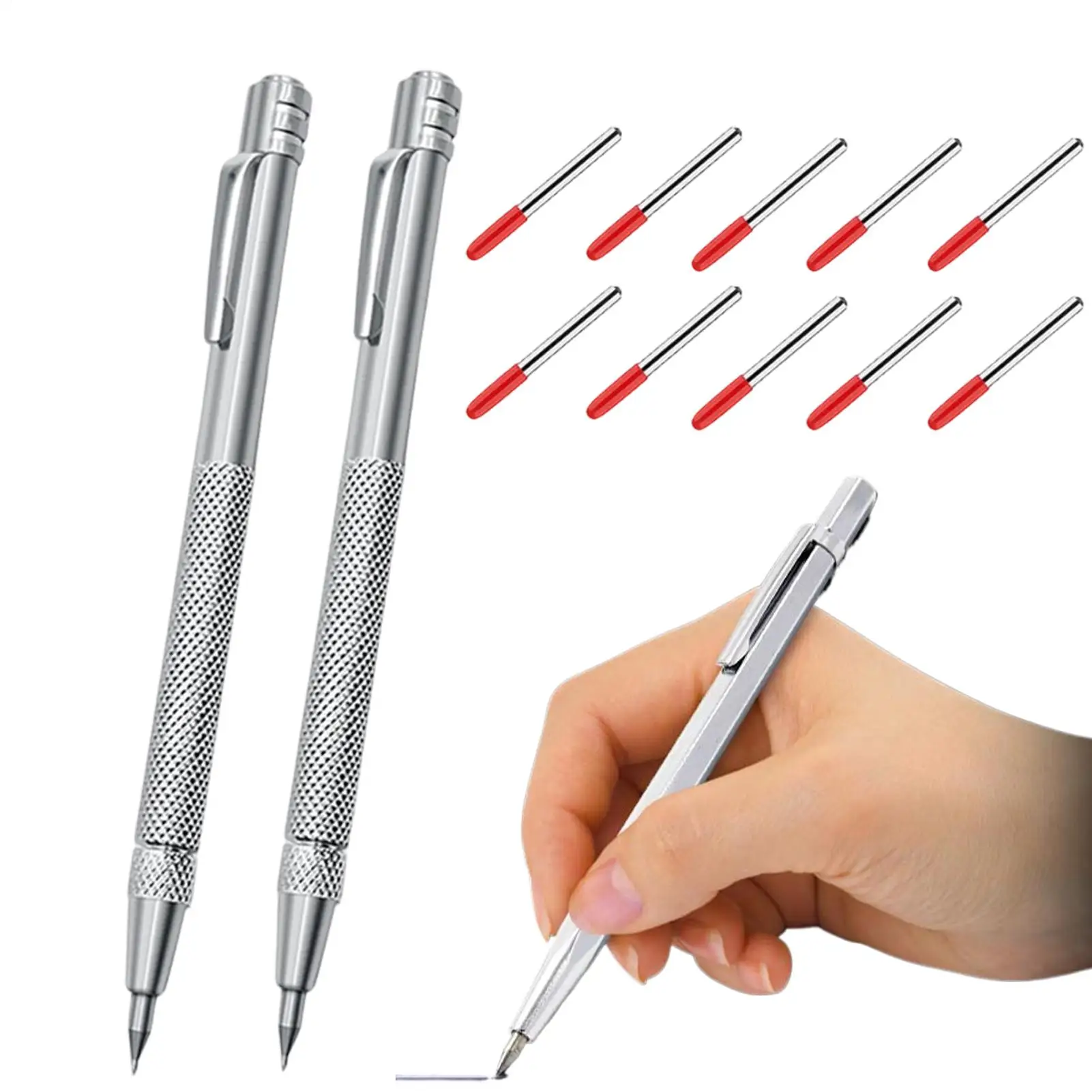 

Металлический маркер для маркировки, 2 шт., инструмент для строительных работ с 10 сменными наконечниками, нескользящая резиновая ручка, металлический маркер для керамической плитки