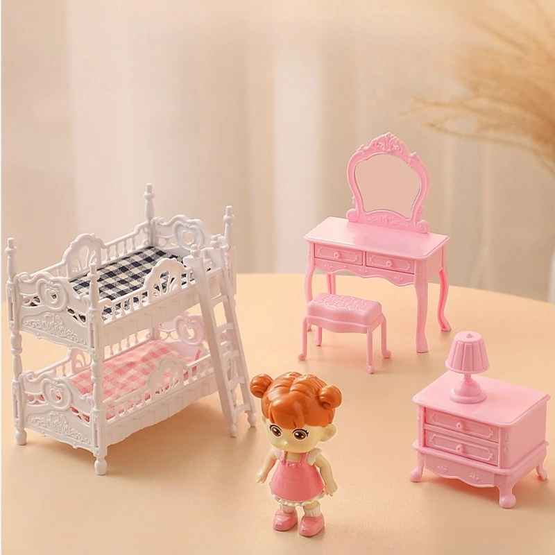 1:12 Dollhouse Miniature Furniture Set Crib Piano Stroller Swing Dining Table Chair Rocking Horse Doll House Pretend Play Toy - view 2