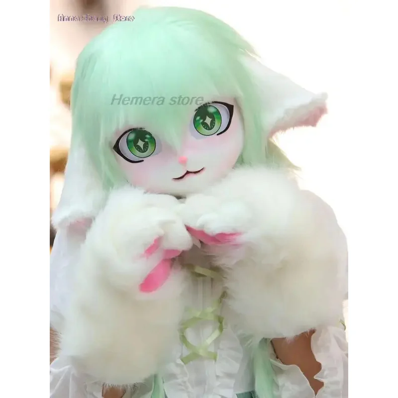 ليلي 123Fursuit Kigurumi فروي تأثيري دمية الأرنب القط ازياء الحيوان رؤساء يمكن ارتداؤها كيغ سماعات قفازات الذيل