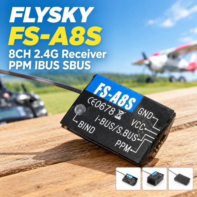 FS-A8S 2.4G 8CH Mini RC Receiver Support PPM I-BUS S.BUS Output for FPV Racing Drone Quadcopter Airplane Model Parts Component