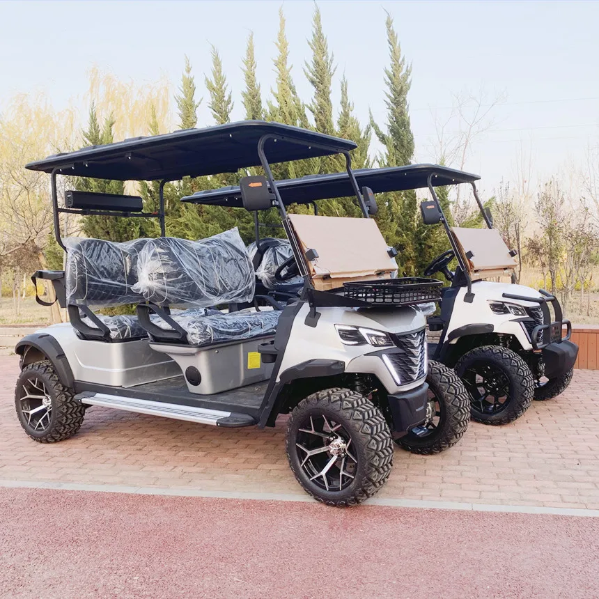 Low Price Golf Cart Model E 4 Seat 48/60/72V Lithium Battery All-Terrain Tire Off-Road Electric Golf Cart 4 Wheelers Adult Cheap