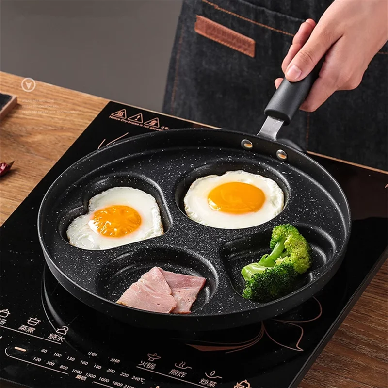 

3/4 Hole Omelet Frying Pan Thickened Non Stick Egg Pancake Steak Cooking Pot Hamburger Bread Breakfast Maker Induction Cooker