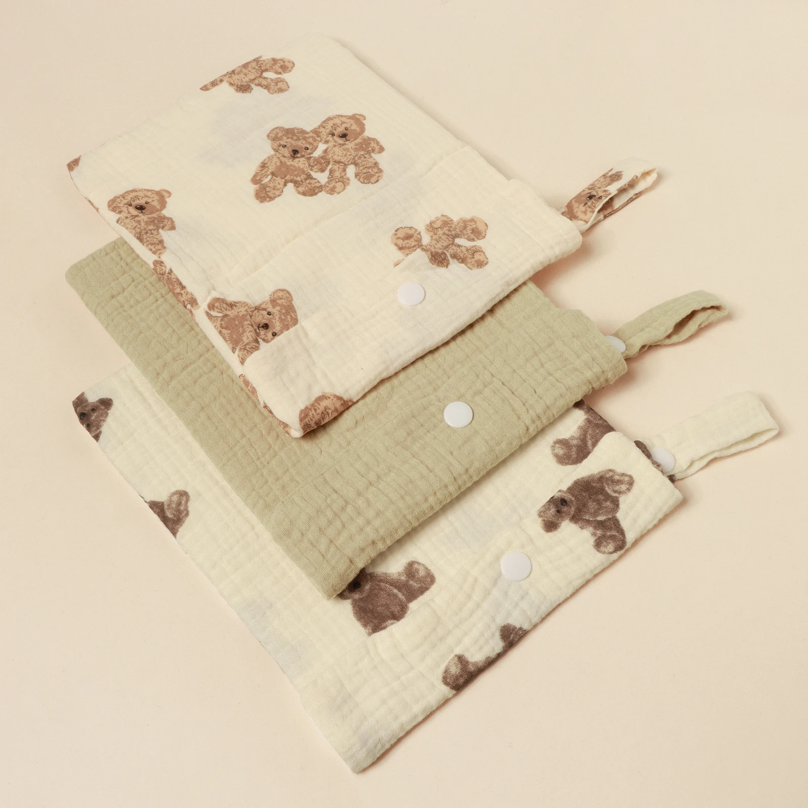 100%Cotton Multi Functional Foldable Single Pocket Baby Outdoor Diaper Storage Bag Baby Bottle Stroller Hanging Bag image 2