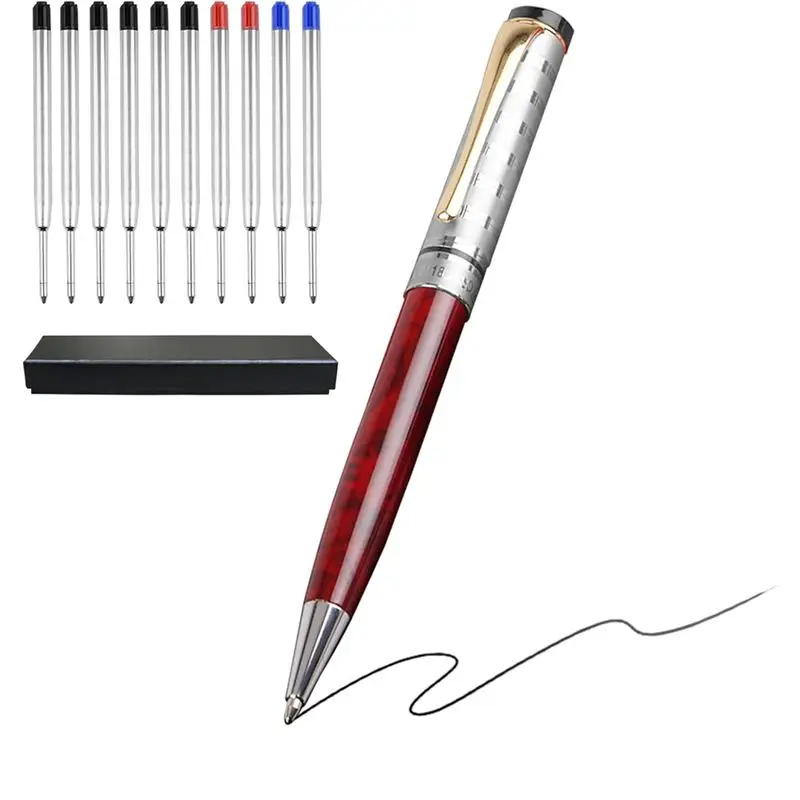

ABFM-Medium Point 1.0Mm Luxury Metal Ballpoint Pen Set 10Pc Refills, Fancy, Nice For Journaling, Writing, Office