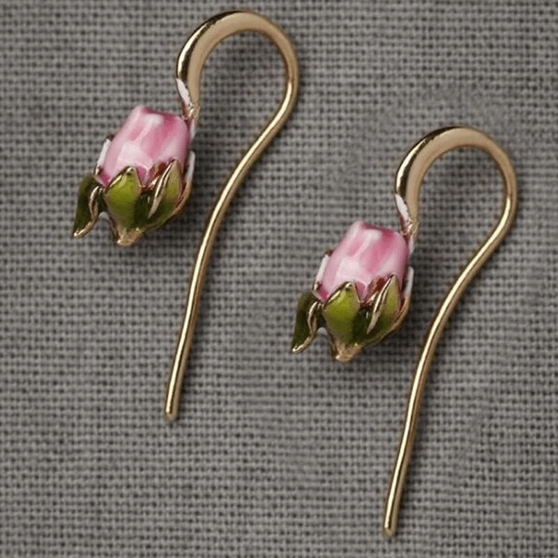 Exquisite Hand Carved Flower Dangle Women's Earrings Golden Color Metal Geometry Daily Wear Party Jewelry Anniversary Gift