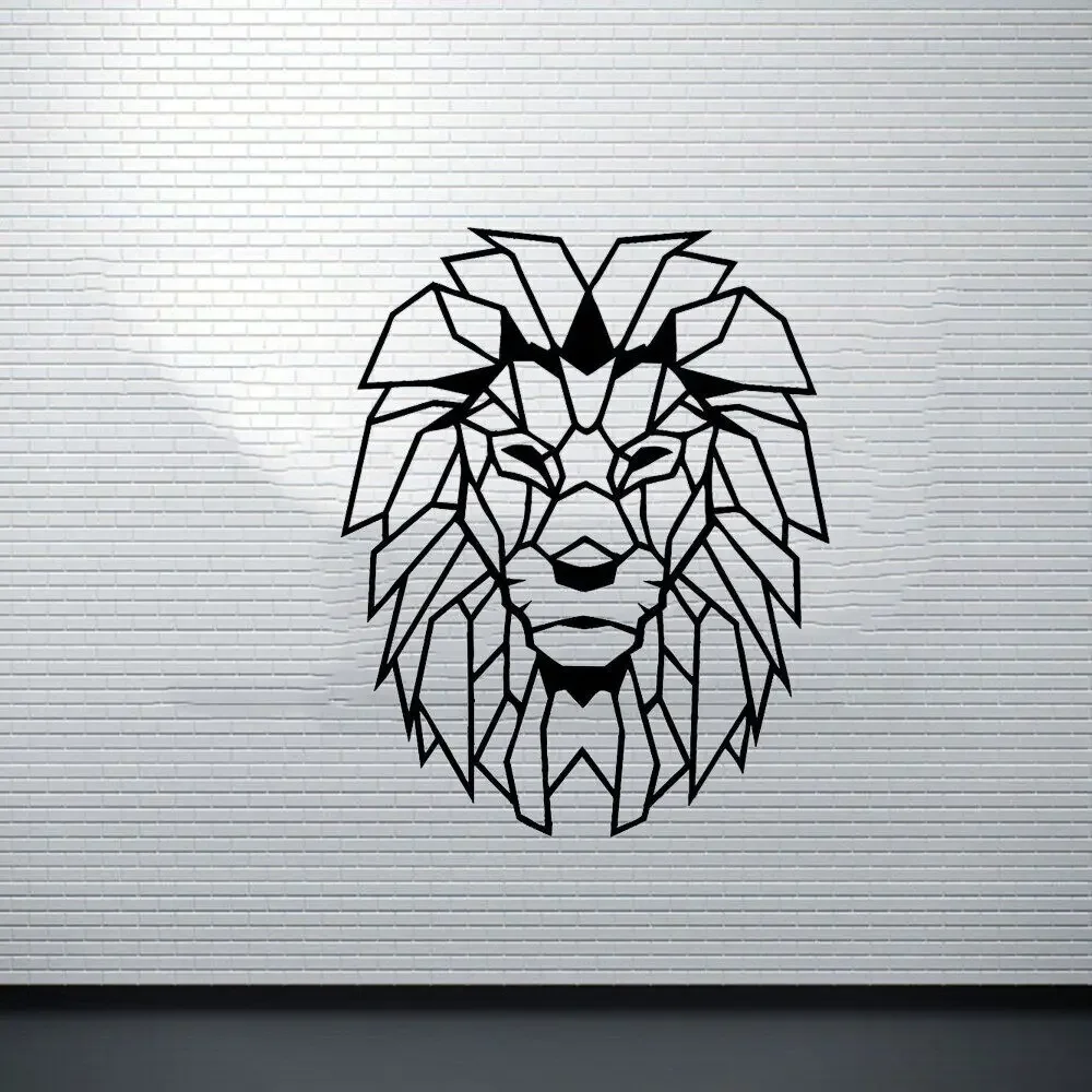 Geometric Objects Lion Head Wall Sticker Animal Home Decor Vinyl Art Decal Mural Children Kids Room Decoration Nursery Wallpaper