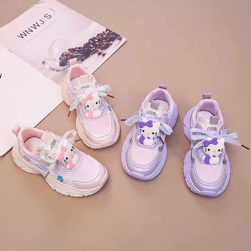 Hello Kitty Girls Shoes Sneakers for Children Student Casual Basketball Shoes Kid Sneakers Running Fashion Sports Shoes