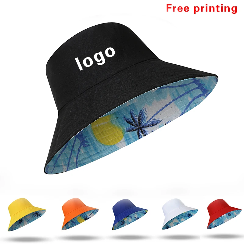 Custom Logo Pattern Unisex Cotton Bucket Hats Women Summer Sunscreen Panama Men Sunbonnet Fedoras Outdoor Fisherman Hat