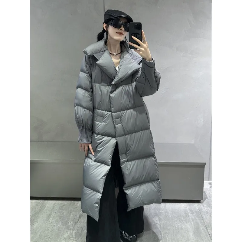 Winter Down Cotton-padded Jacket for Women New Long Coat Reaches Knees Fashionable Thickened Puff-like Loose Large-sized Feel