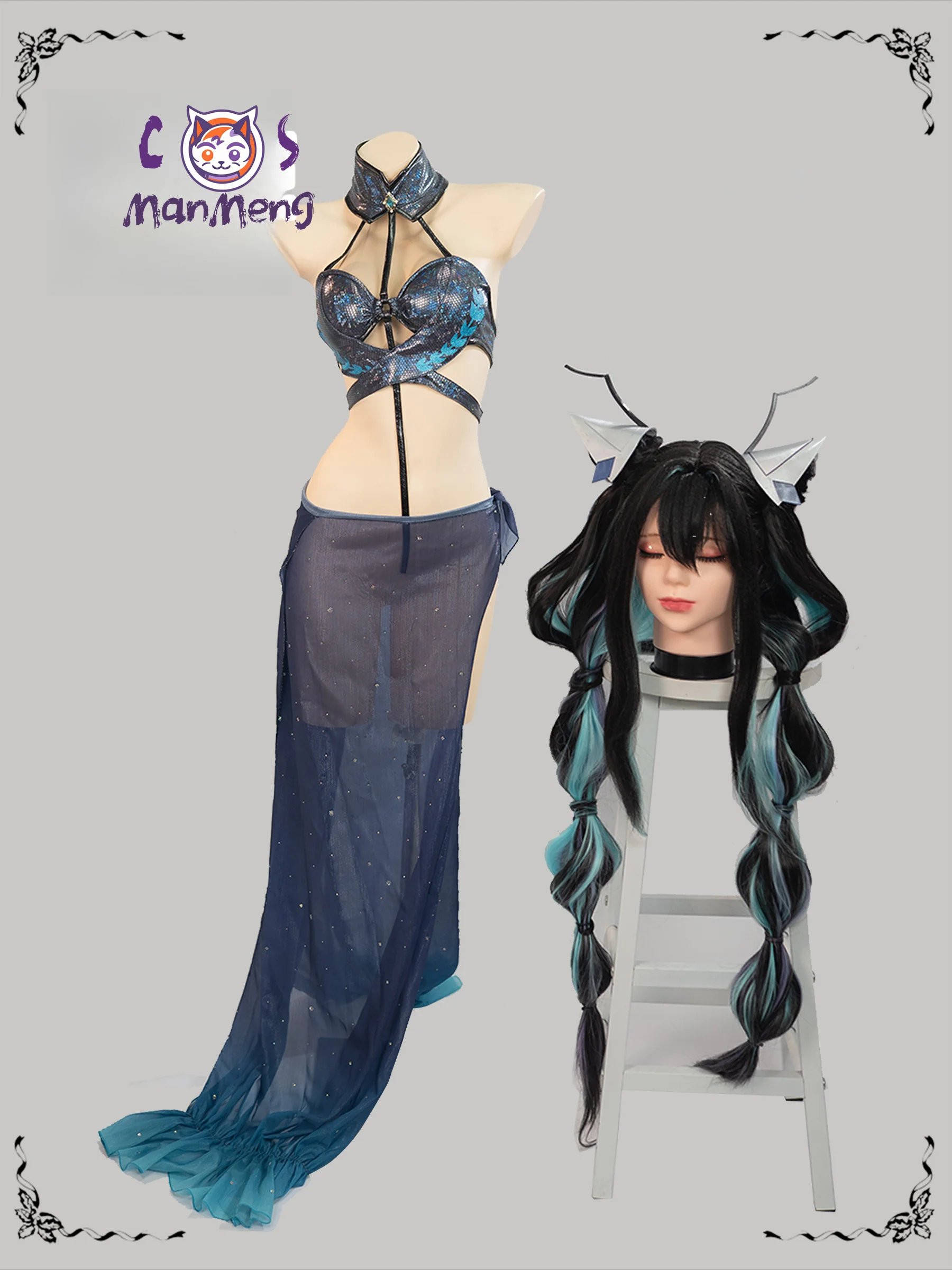 Little Mermaid Siren Cosplay Costume Anime Game Goddess Victory New Halloween Party Women's Sexy Fish Tail Long Dress