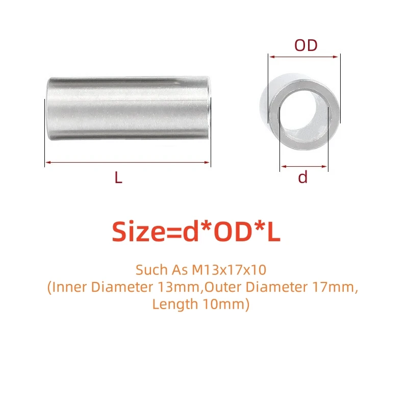 Unthreaded Standoff Spacer M13M14M15M16M17M18M20 304 Stainless Steel Bushing Washer Round Hollow Gasket Sleeve Length 6-30mm