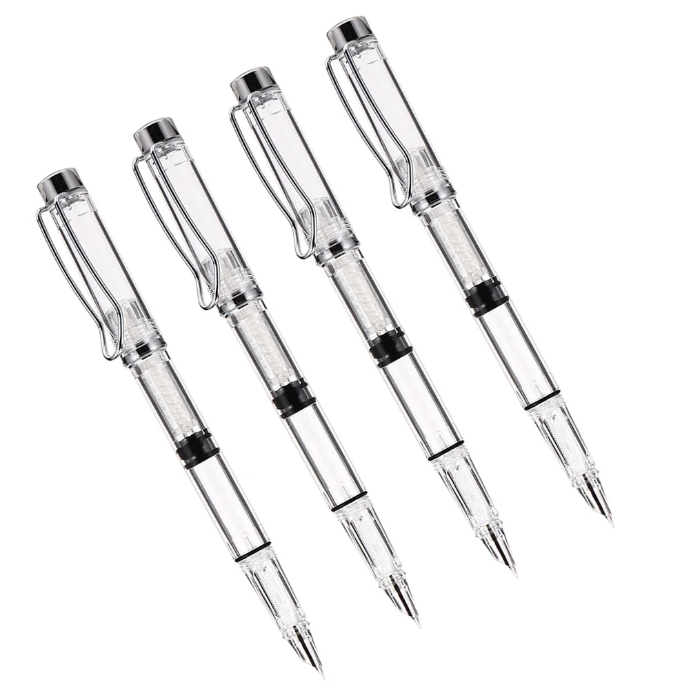 4 Pcs Pens Piston Fountain Calligraphy Hard Wear-resistant White Smooth Writing Student