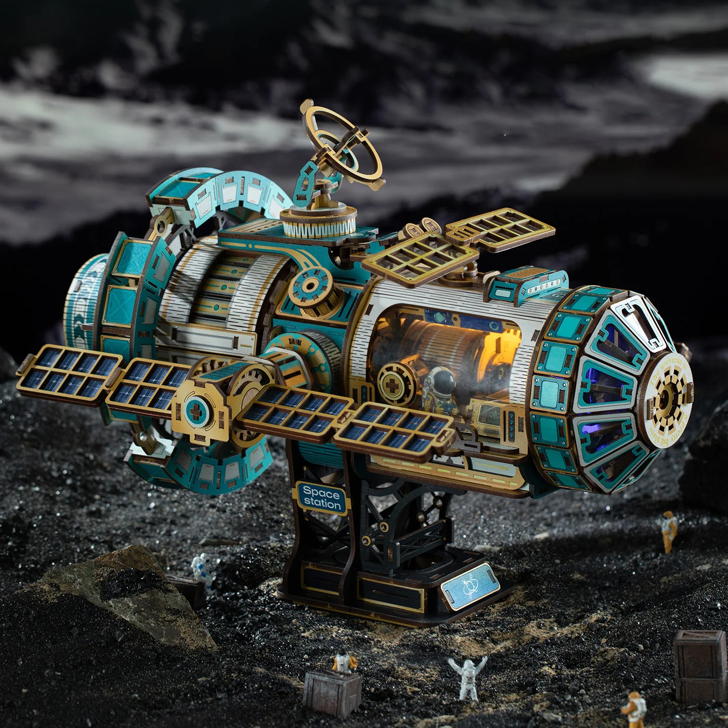 مجموعة نماذج مصغرة للمركبة الفضائية الخشبية ذاتية الصنع مع لغز ثلاثي الأبعاد خفيف لهدايا عيد ميلاد الأصدقاء #1