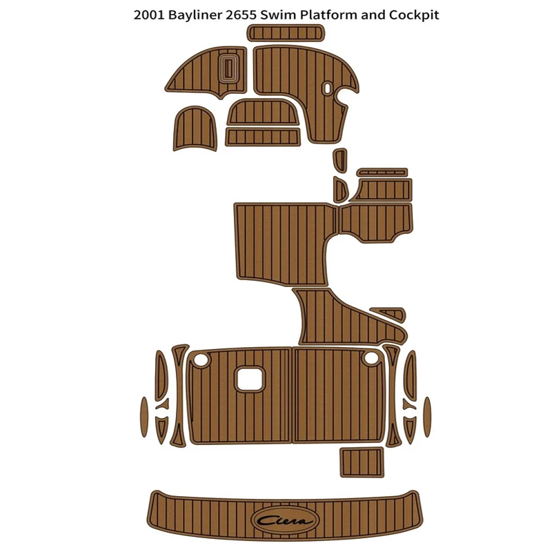 2001 Bayliner 2655 EVA Foam Faux Teak Cockpit Swim Platform Pad Self Adhesive  MarineMat Gatorstep Style