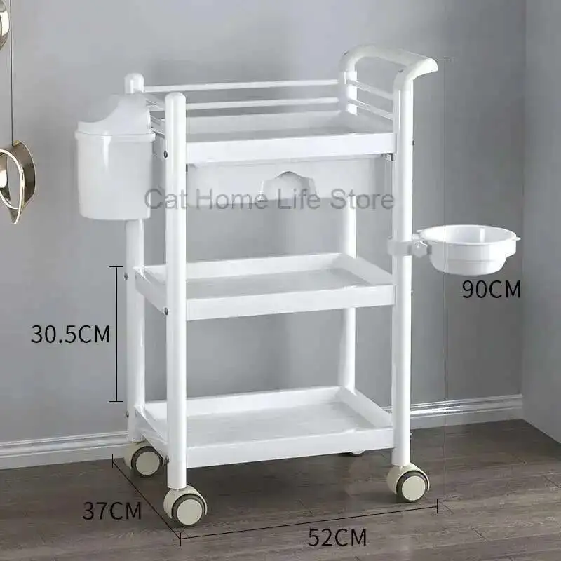 

Auxiliary Cart With Wheels for Beauty Salon Trolley Hairdresser Car Support Storage Cosmetic Sockets Professional Machine Laser