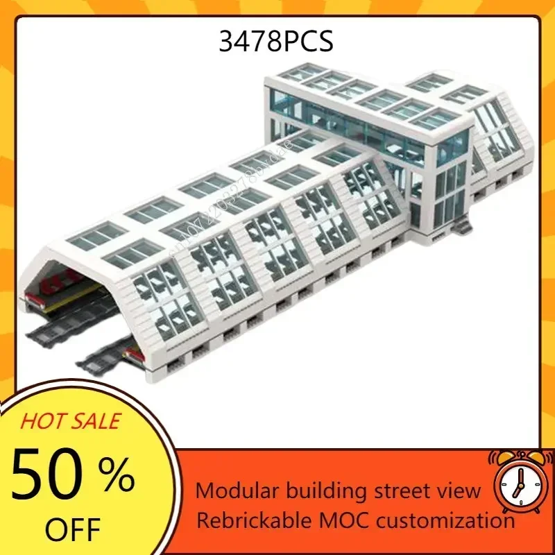 3478PCS Hot City Selling Train Station  MOC Street View Architecture Puzzle DIY Assembly Model Birthday Toy Christmas Gift